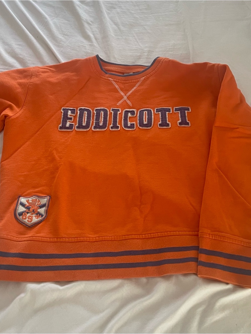 Orange Embroidered Eddicott Crewneck Sweater
